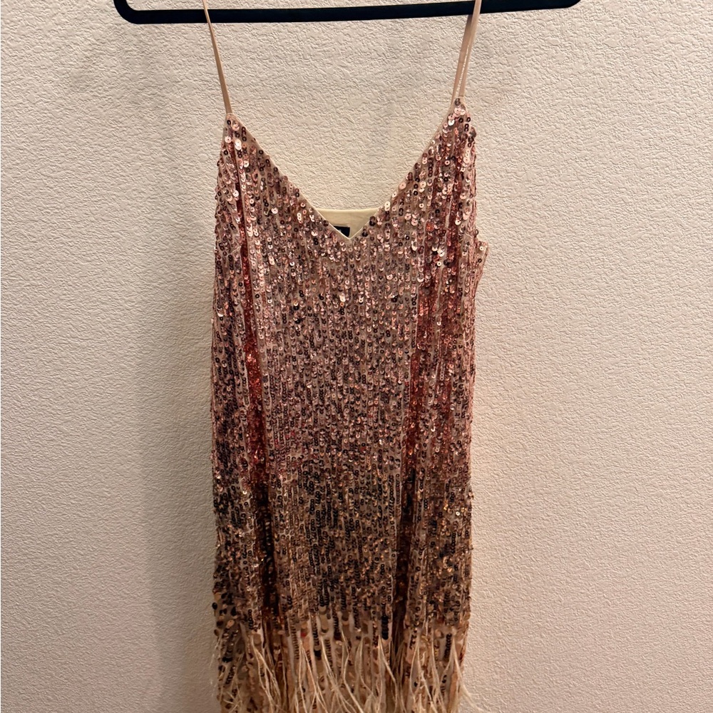 Express Rose Gold Sequin Dress